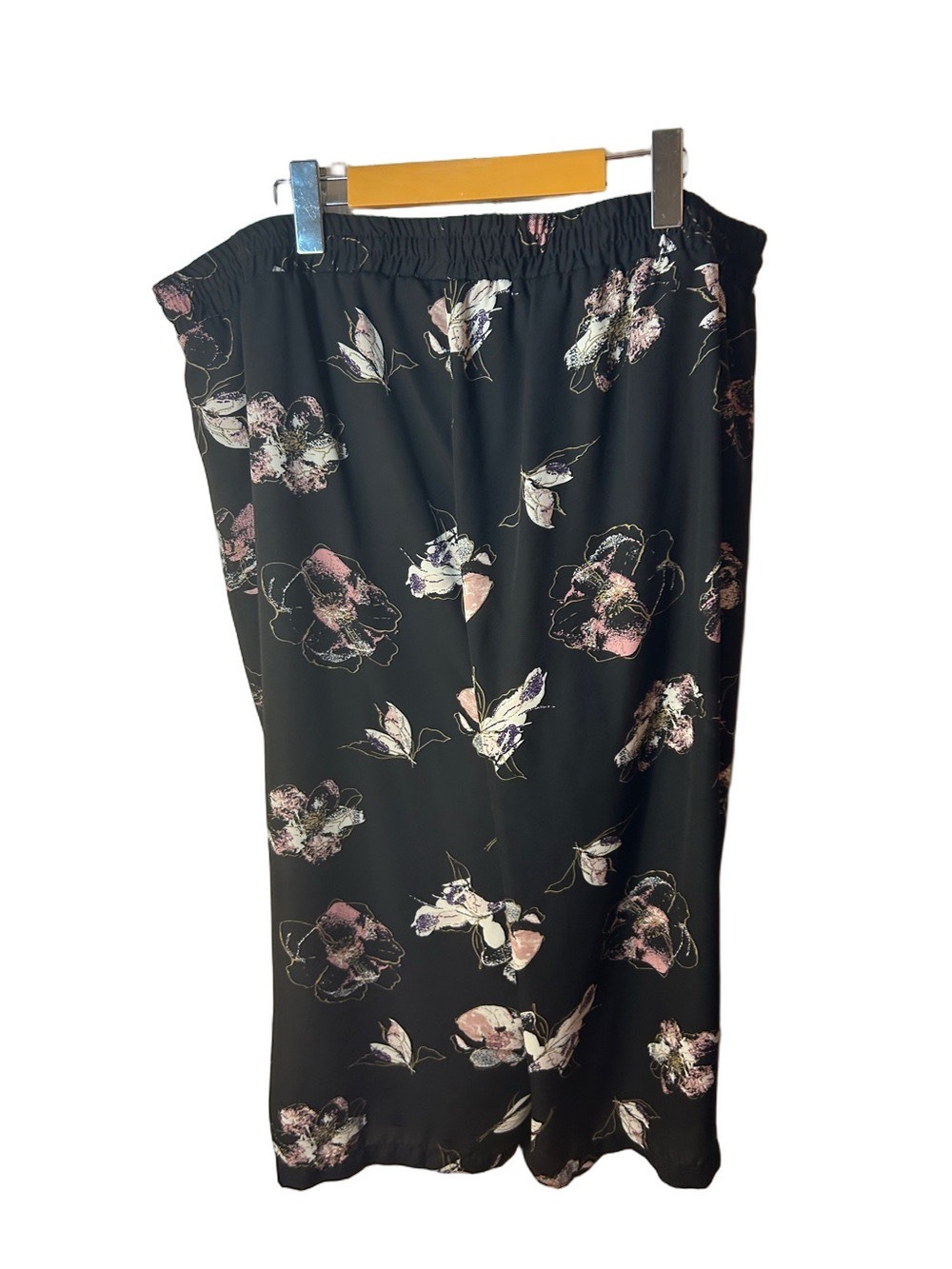 Jules & Leopold Black Floral Wide Leg Crop Pants Pink & Cream Blooms Size 2X - Picture 6 of 7